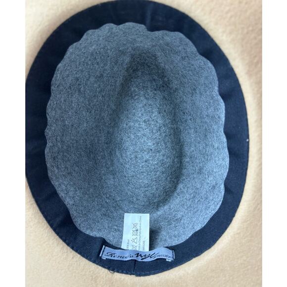 Renee's NYC Gray & Camel Color Block 100% Wool Fedora Rancher - Picture 7 of 7